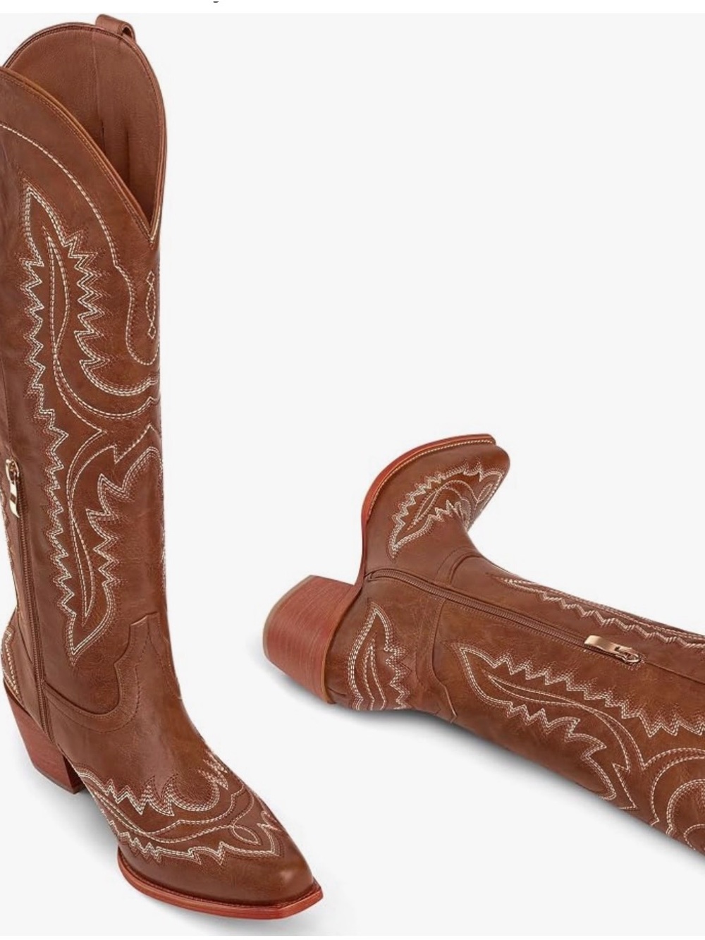 Women’s Brown Western Embroidered Cowboy Boots - Picture 3 of 5